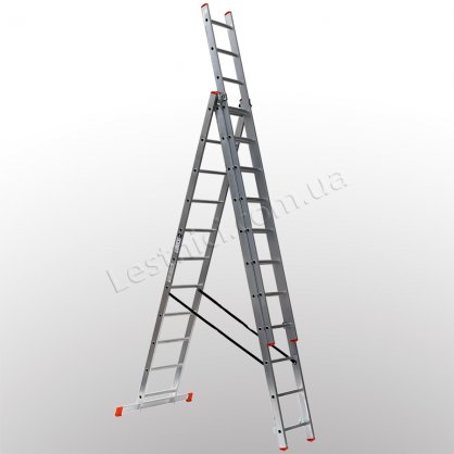 Лестница STS трехсекционная раскладная 3 × 11 (алюминиевая, универсальная)