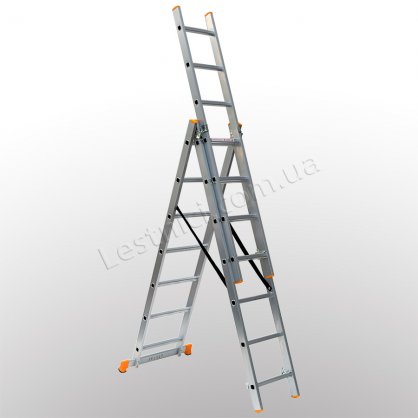 Лестница КРОК трехсекционная раскладная 3 × 7 (алюминиевая, универсальная)