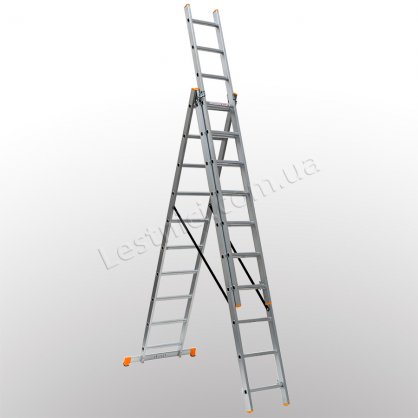 Лестница КРОК трехсекционная раскладная 3 × 10 (алюминиевая, универсальная)