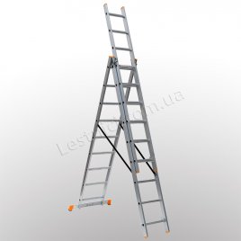 Лестница КРОК трехсекционная раскладная 3 × 9 (алюминиевая, универсальная)